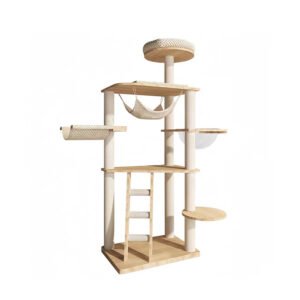 Beige Standard Solid Wood Cat Tree