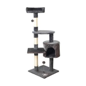 Cat tree Large Cat scratcher with hut and 3 seats Dark Gray
